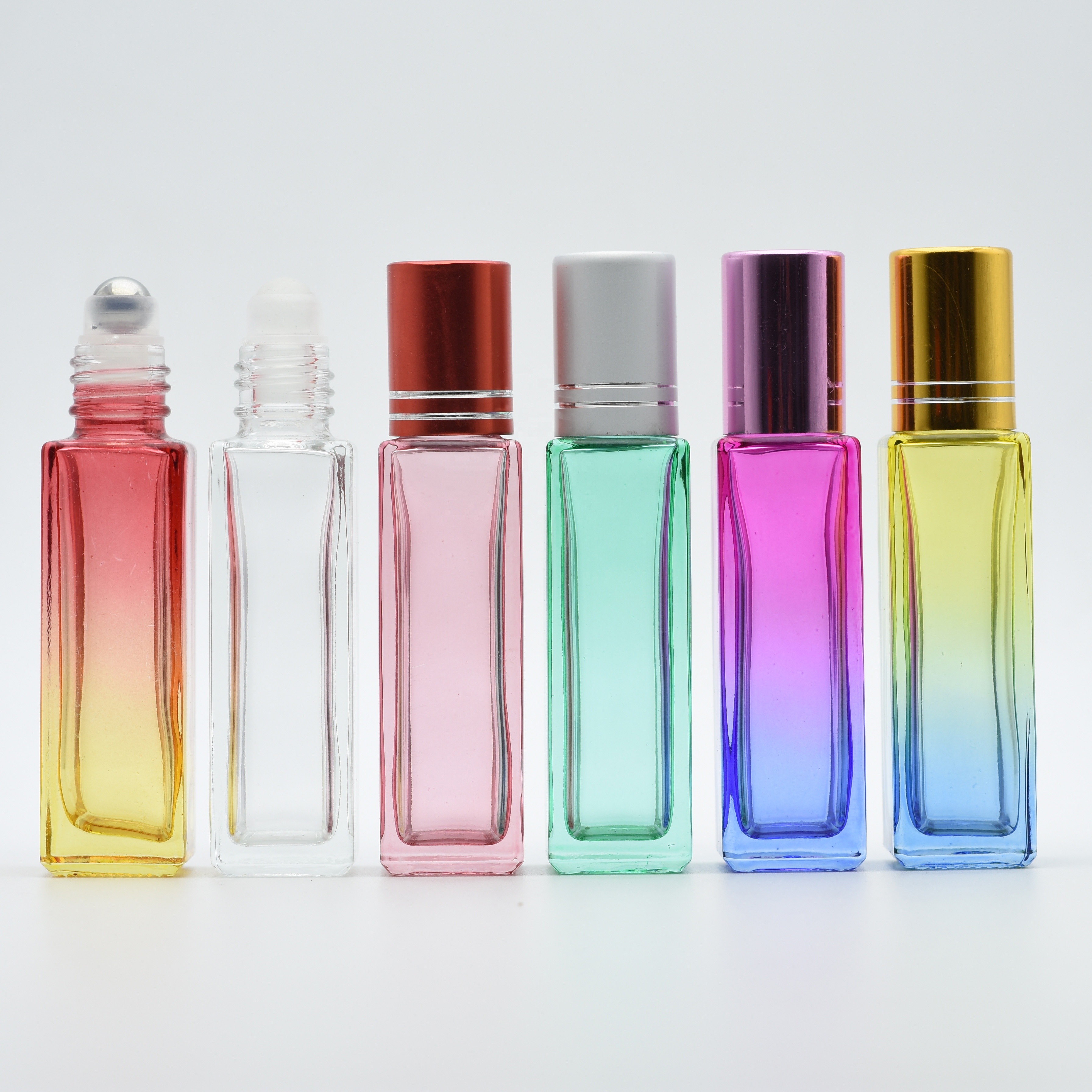 Empty Frosted Pink Red Orange Purple 10ml Glass Roller Perfume Bottles