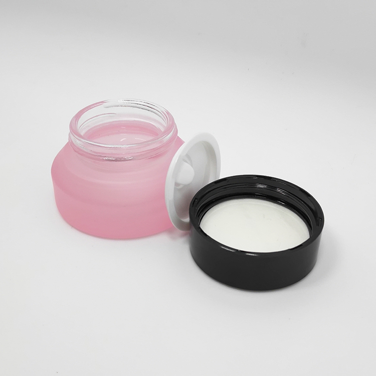 Empty Frosted Skin Care Cream Container Jar Pink Cosmetics Packaging glass Cream Jars