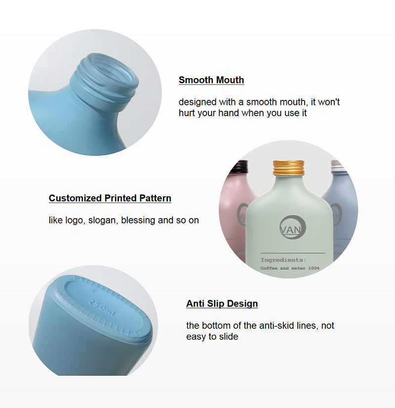 Empty Glass Bottle 100ml 200ml 250ml 500ml Liquor Whisky Vodka Kombucha Flat Flask Cold Brew Iced Coffee Bottle