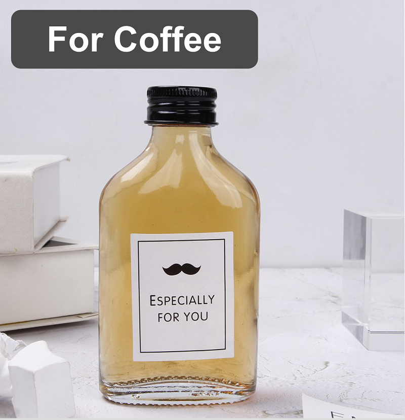 Empty Glass Bottle 100ml 200ml 250ml 500ml Liquor Whisky Vodka Kombucha Flat Flask Cold Brew Iced Coffee Bottle