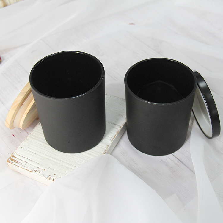 Empty Glass Candle Jars With Wooden Tins Metal Lids 5.5Oz Glass Holders Containers