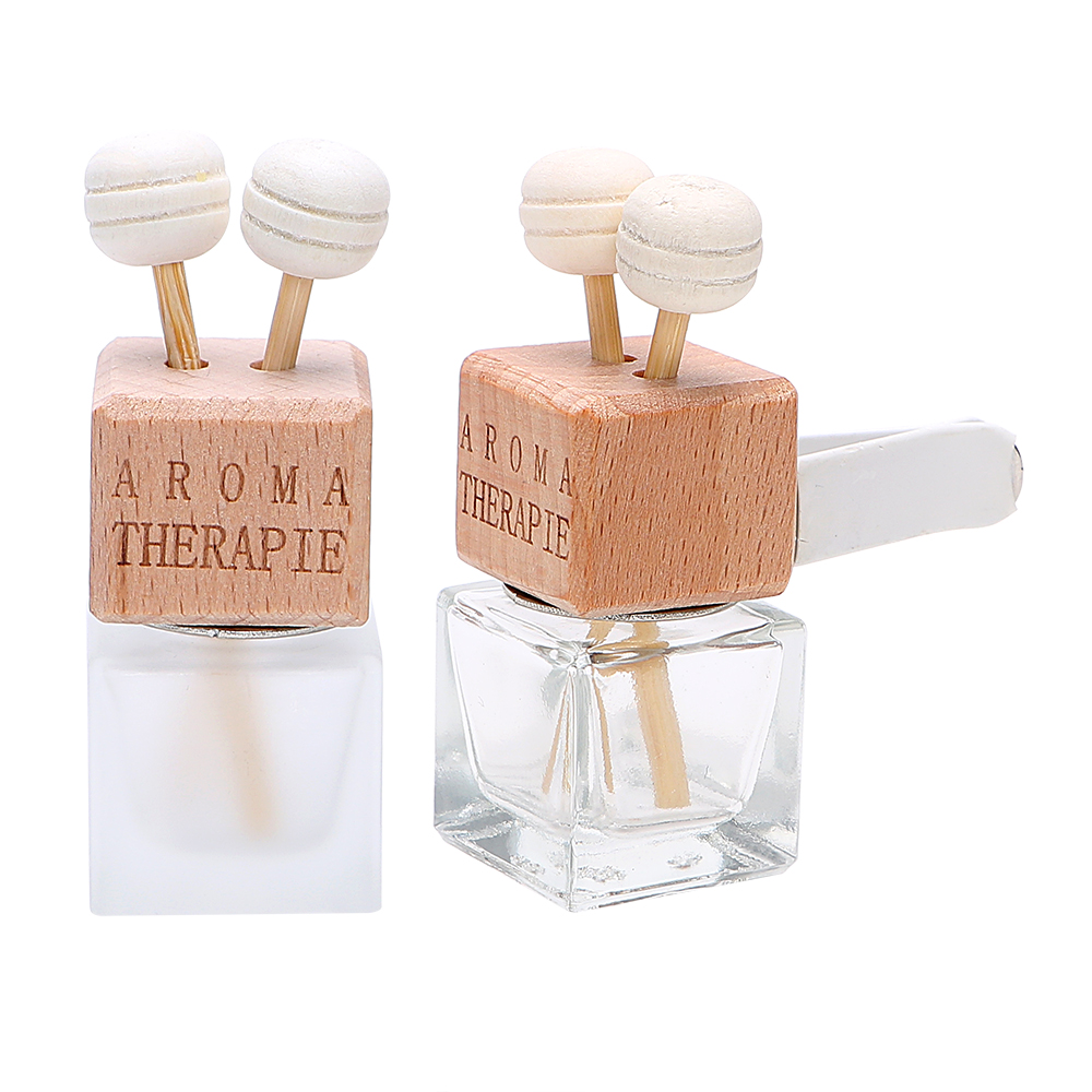 Empty Glass Car Air Freshener Perfume Bottle Fragrance Waterproof Car Diffuser Bottle With Clip