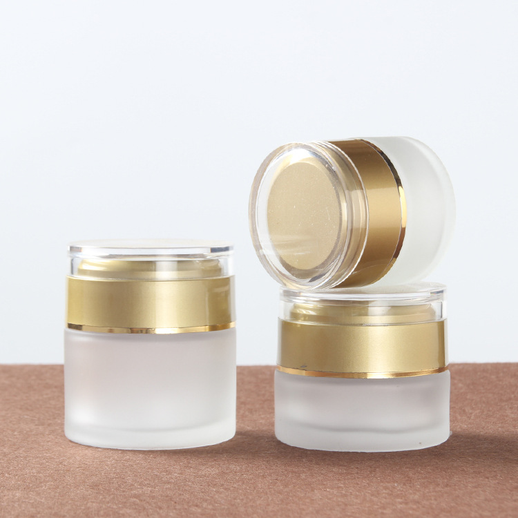Empty Glass Clear Frosted Skincare Lotion Bottle Spray Bottle Glass Cosmetic Packaging Cream Jar