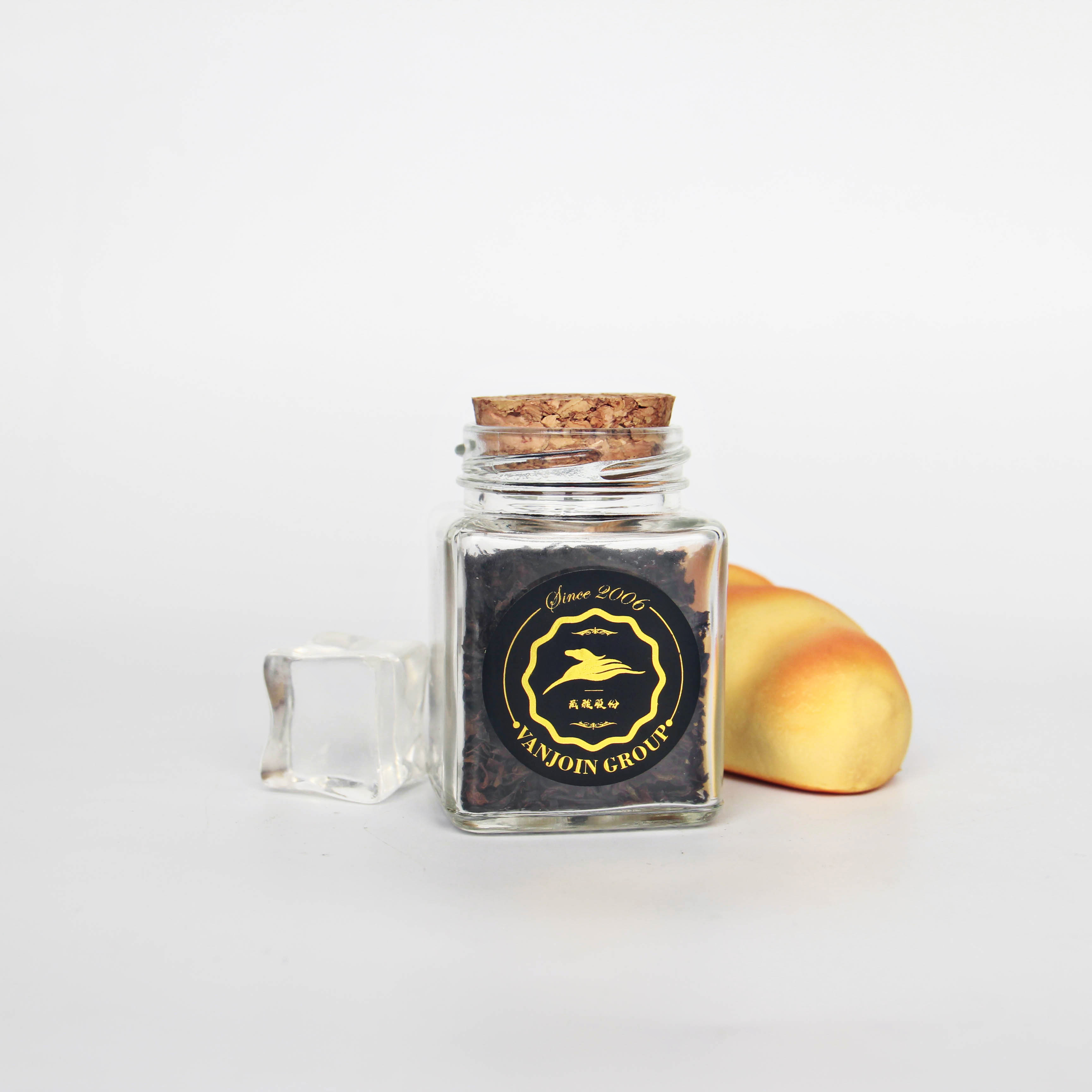 Empty Glass  Clear Square Food Glass Storage Jars Tea Leaves Spice Packing Jar With Cork Tarro de cristal