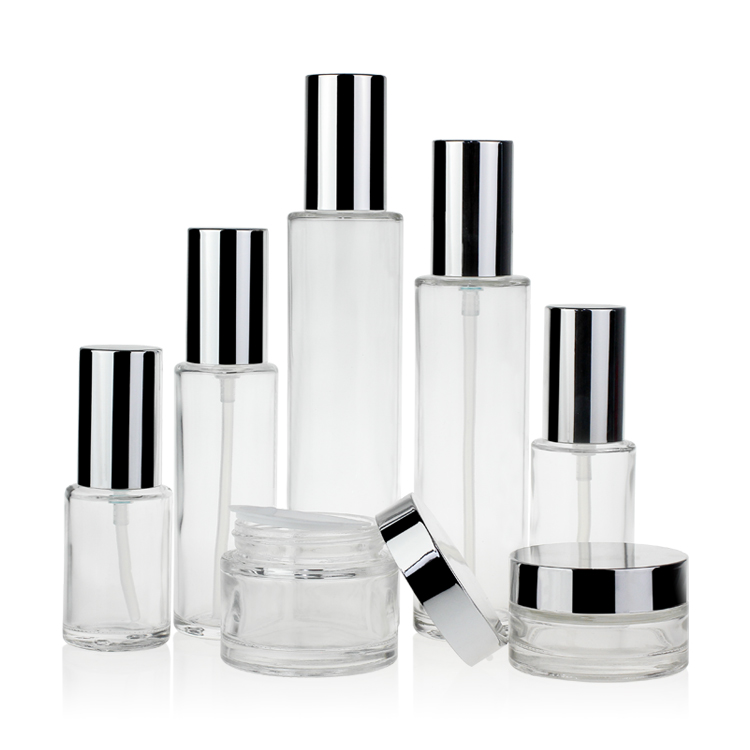 Empty Glass Lotion Bottle Cream Jar Cosmetic Container Makeup Sets Packaging Red Green Glass Bottle Set