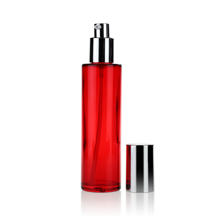 Empty Glass Lotion Bottle Cream Jar Cosmetic Container Makeup Sets Packaging Red Green Glass Bottle Set