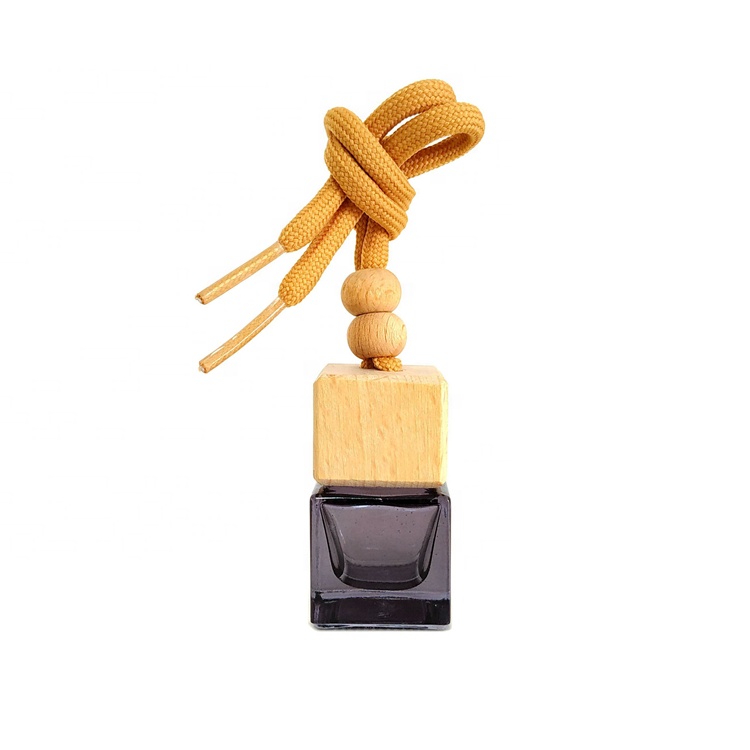 Empty Glass Perfume Refillable Hanging Car Fragrance Bottle Wood Hanging Car Aroma Diffuser 10ml car perfume bottle