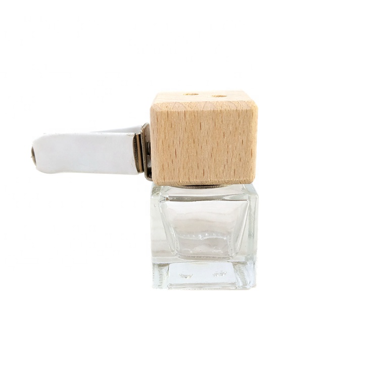 Empty Glass Perfume Refillable Hanging Car Fragrance Bottle Wood Hanging Car Aroma Diffuser 10ml car perfume bottle
