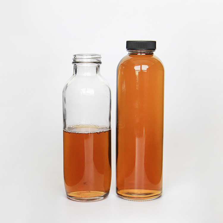 Empty Glass Round Bottle For Kombucha Storage Glass Juice Ice Tea Bottles for Flavoring and Storing Kombucha