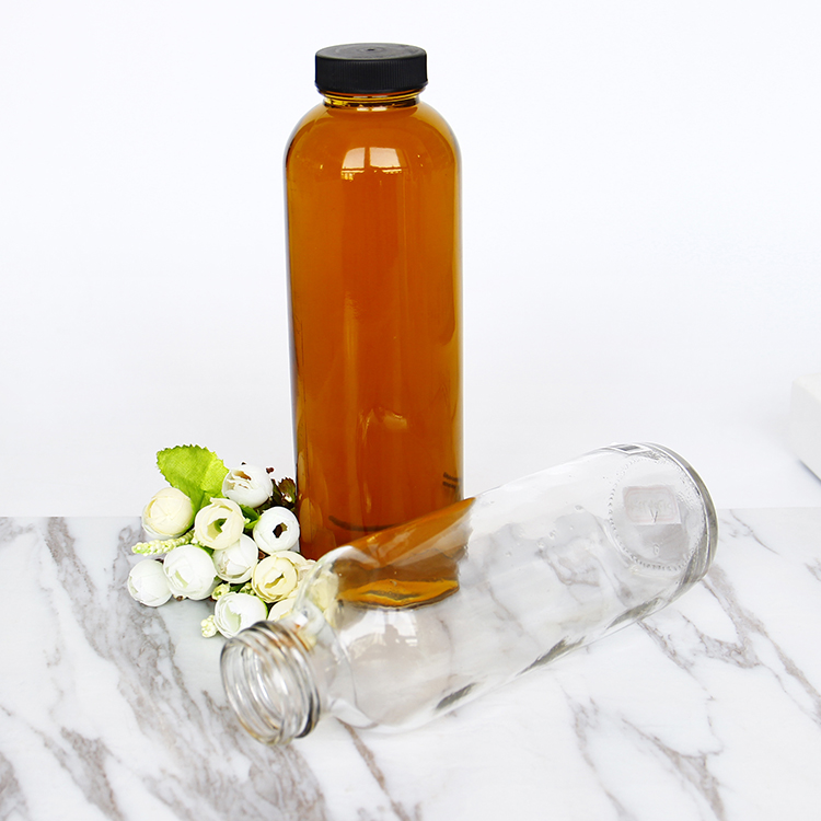 Empty Glass Round Bottle For Kombucha Storage Glass Juice Ice Tea Bottles for Flavoring and Storing Kombucha