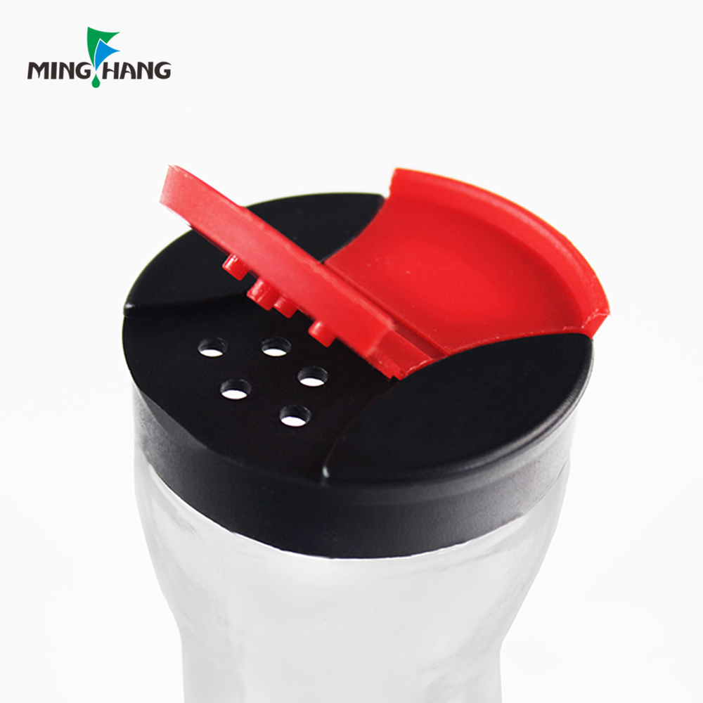 Empty Glass Seasoning Pepper bath shaker caps grinder table Salt Grinding Bottle With Plastic Cap