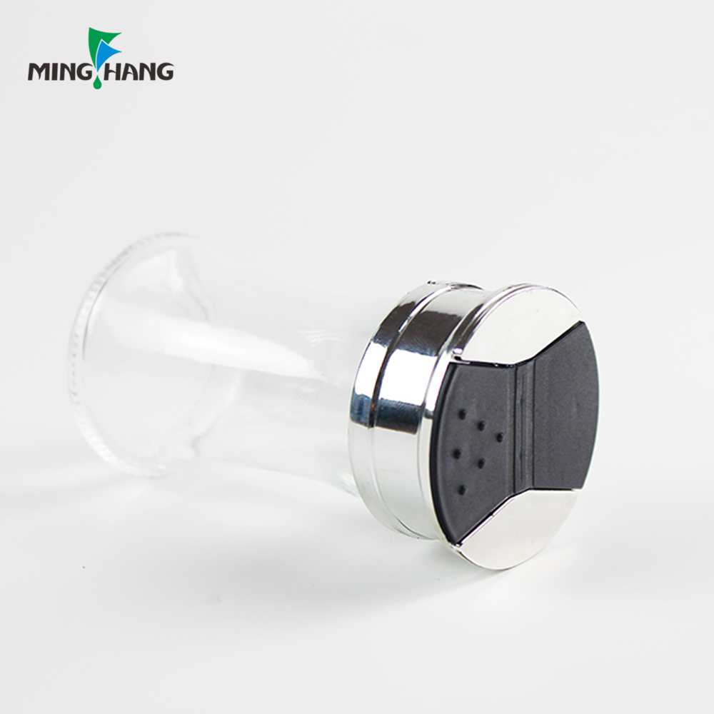 Empty Glass Seasoning Pepper bath shaker caps grinder table Salt Grinding Bottle With Plastic Cap