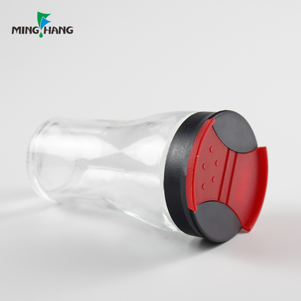 Empty Glass Seasoning Pepper bath shaker caps grinder table Salt Grinding Bottle With Plastic Cap