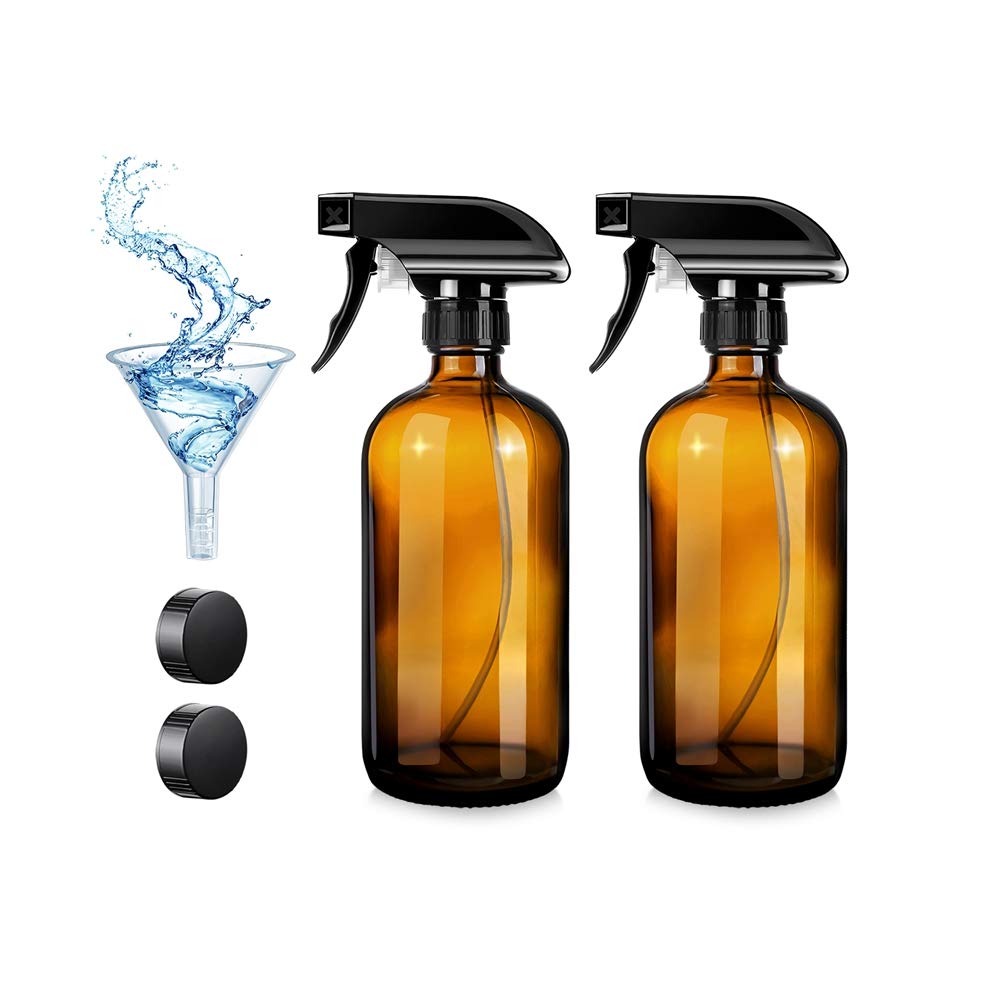 Empty Glass Spray Bottles Durable Black Trigger Sprayer Heavy Duty Mist Stream Stream Settings Great for Essential Oils Cleaning
