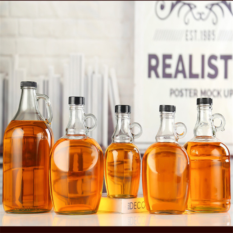 Empty Glass Syrup Bottles For Canning with Metal Lids Glass Maple Syrup Bottles California Red Wine Bottle