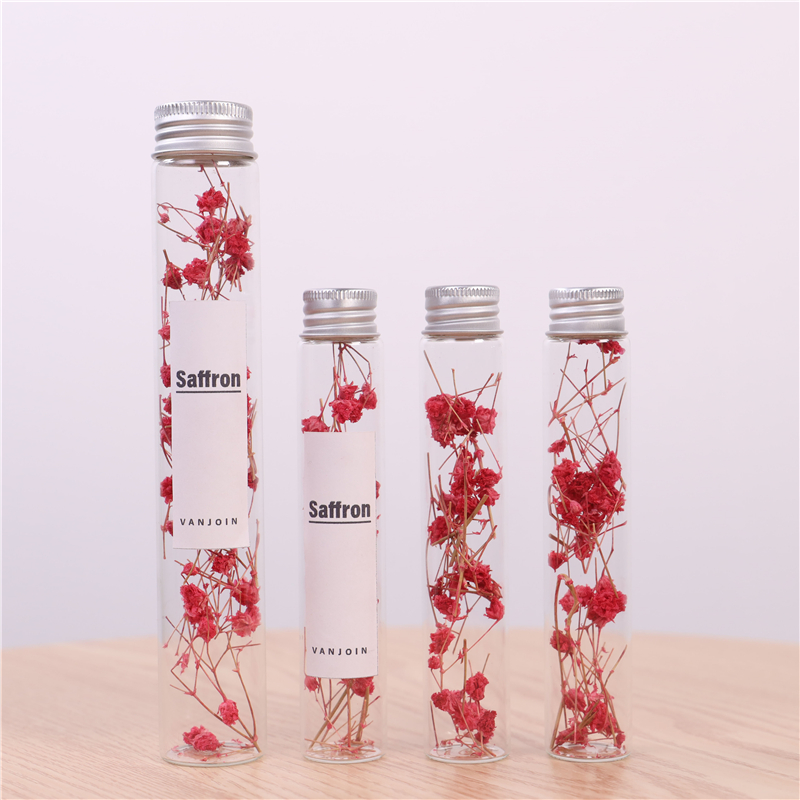 Empty Glass Transparent Clear Glass Vials Jars For Saffron Pill Powder Ornament Bottles With Cork Stopper