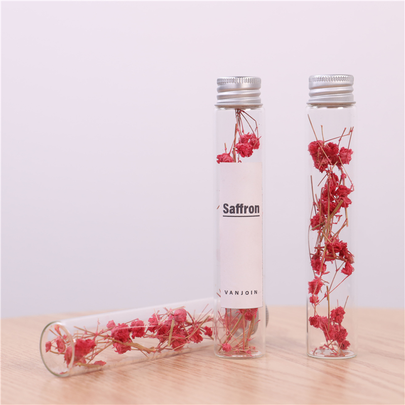 Empty Glass Transparent Clear Glass Vials Jars For Saffron Pill Powder Ornament Bottles With Cork Stopper