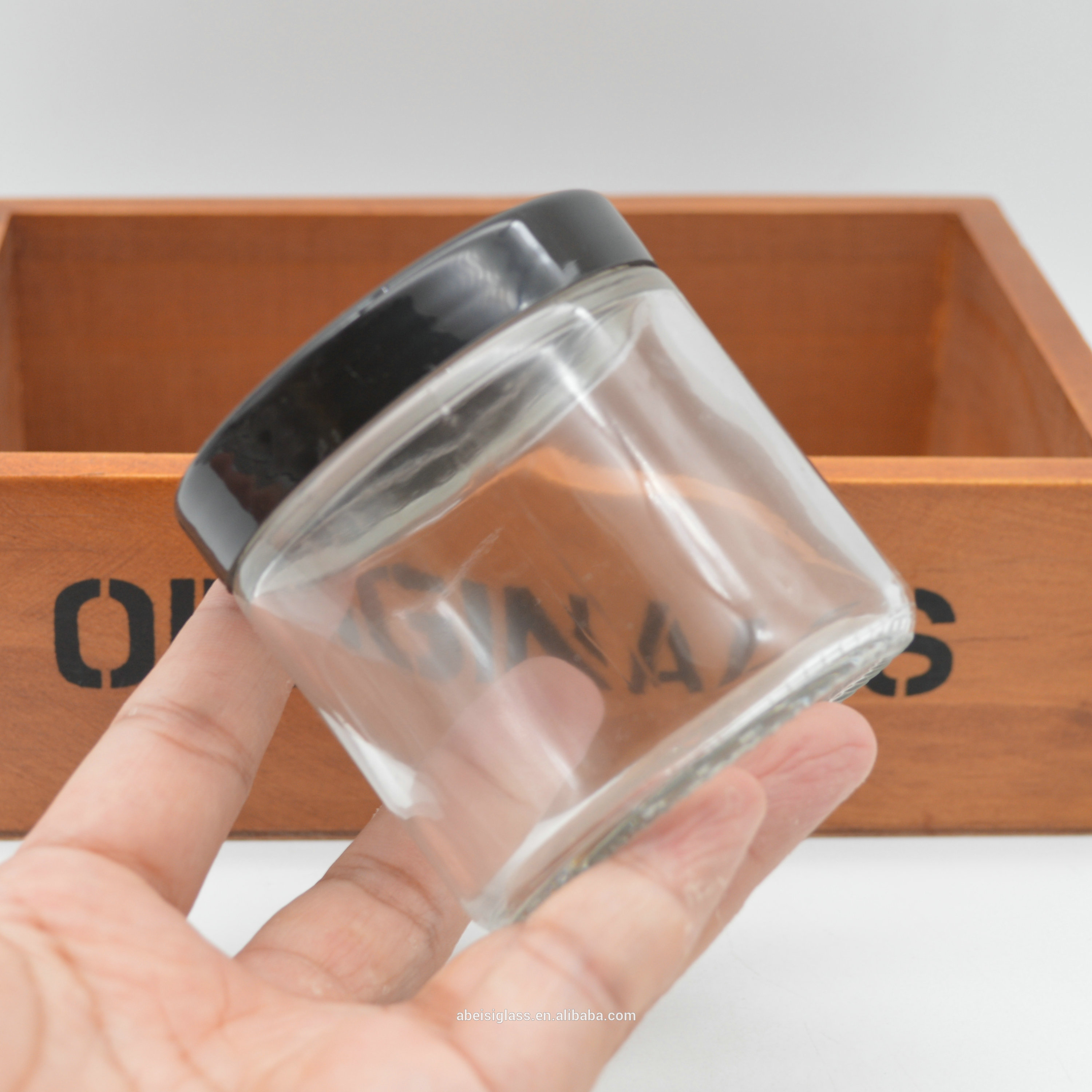 Empty Glass container jar with screw cap