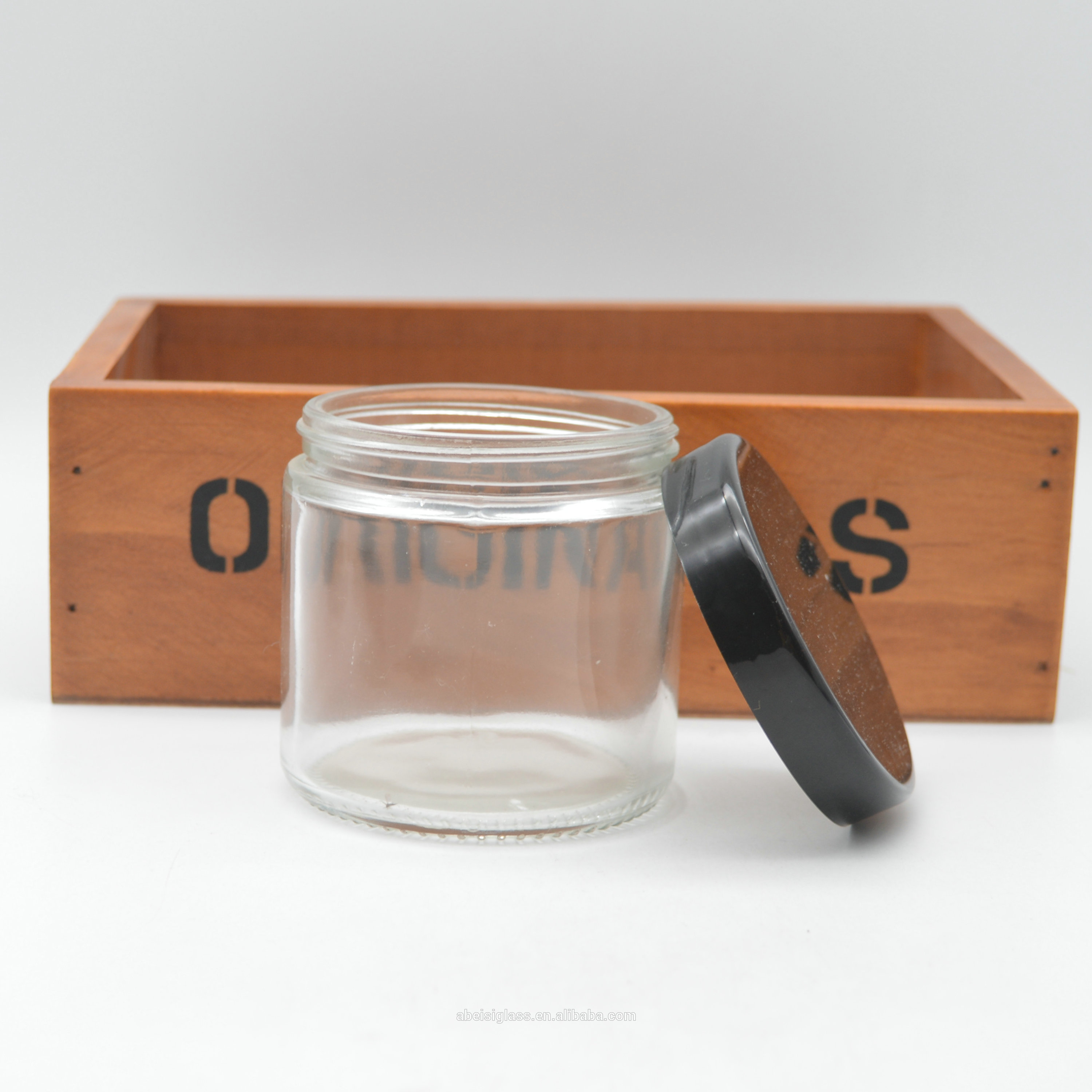Empty Glass container jar with screw cap