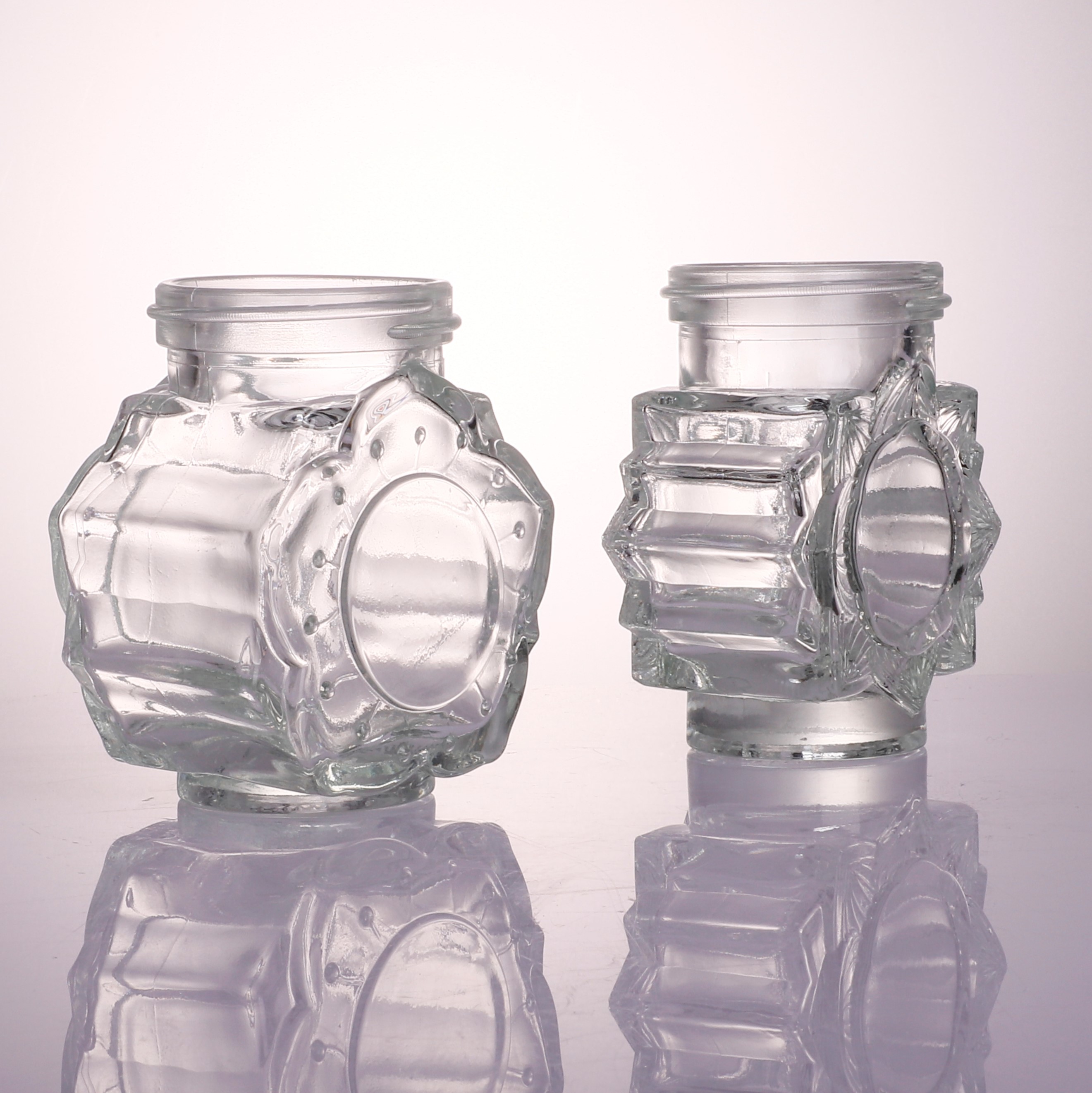 Empty Glear Glass Kitchen Storage Jars for Salt and Surgar with Silver Aluminum Cap