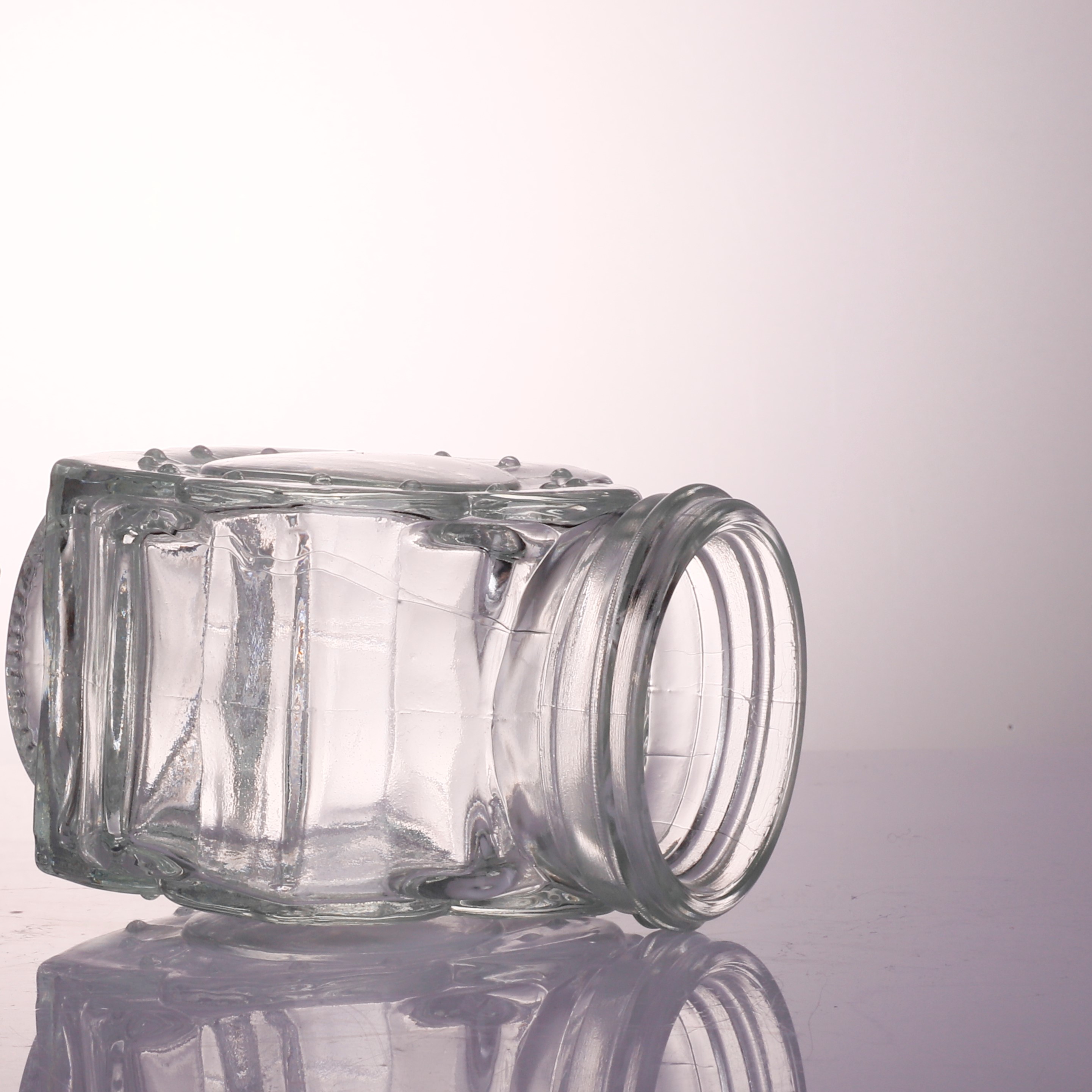 Empty Glear Glass Kitchen Storage Jars for Salt and Surgar with Silver Aluminum Cap