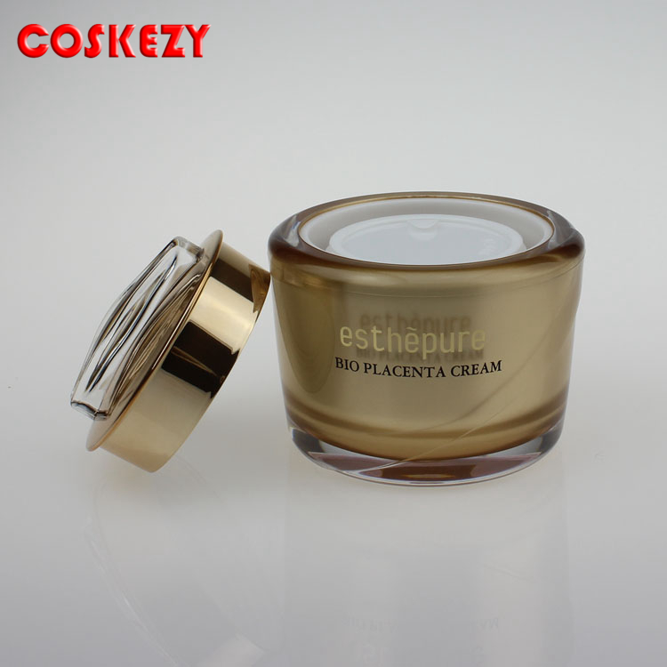 Empty Gold Plastic Face Cream 15g 30g 50g Acrylic Jar, High Quality Gold Round Jars for Cosmetic Cream