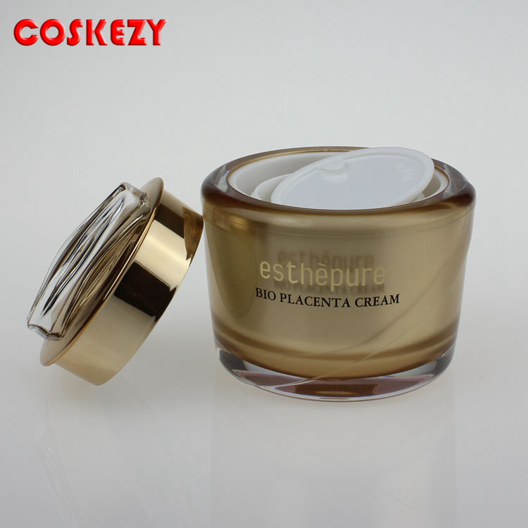Empty Gold Plastic Face Cream 15g 30g 50g Acrylic Jar, High Quality Gold Round Jars for Cosmetic Cream