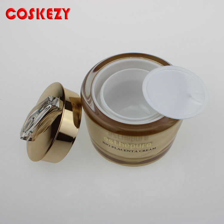 Empty Gold Plastic Face Cream 15g 30g 50g Acrylic Jar, High Quality Gold Round Jars for Cosmetic Cream