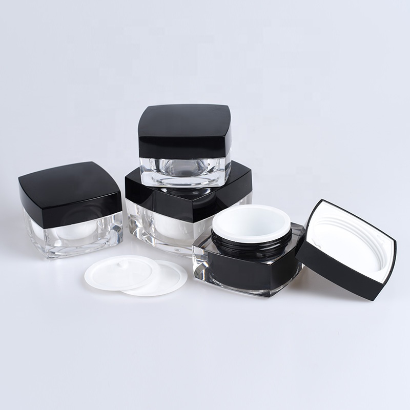 Empty HOT Square shape cosmetic skincare packaging 5g 10g 15g 30g 50g acrylic face cream jar