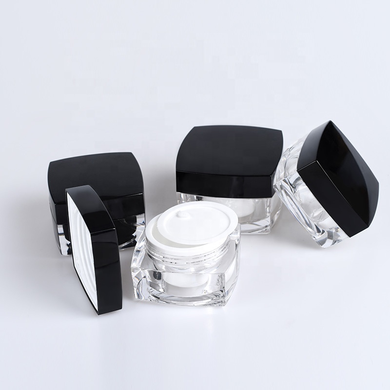 Empty HOT Square shape cosmetic skincare packaging 5g 10g 15g 30g 50g acrylic face cream jar