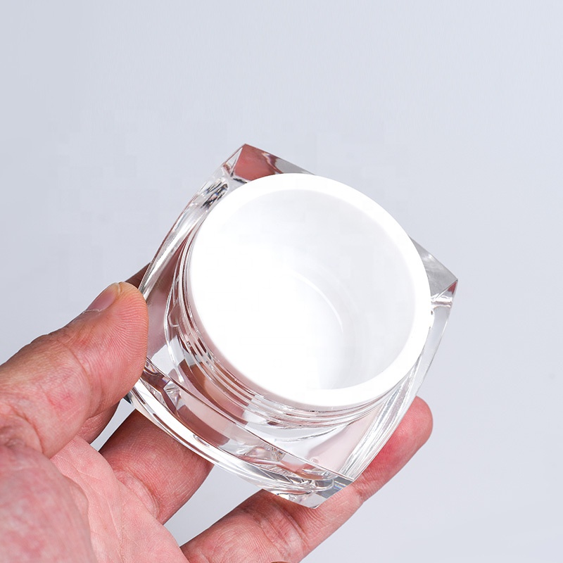 Empty HOT Square shape cosmetic skincare packaging 5g 10g 15g 30g 50g acrylic face cream jar