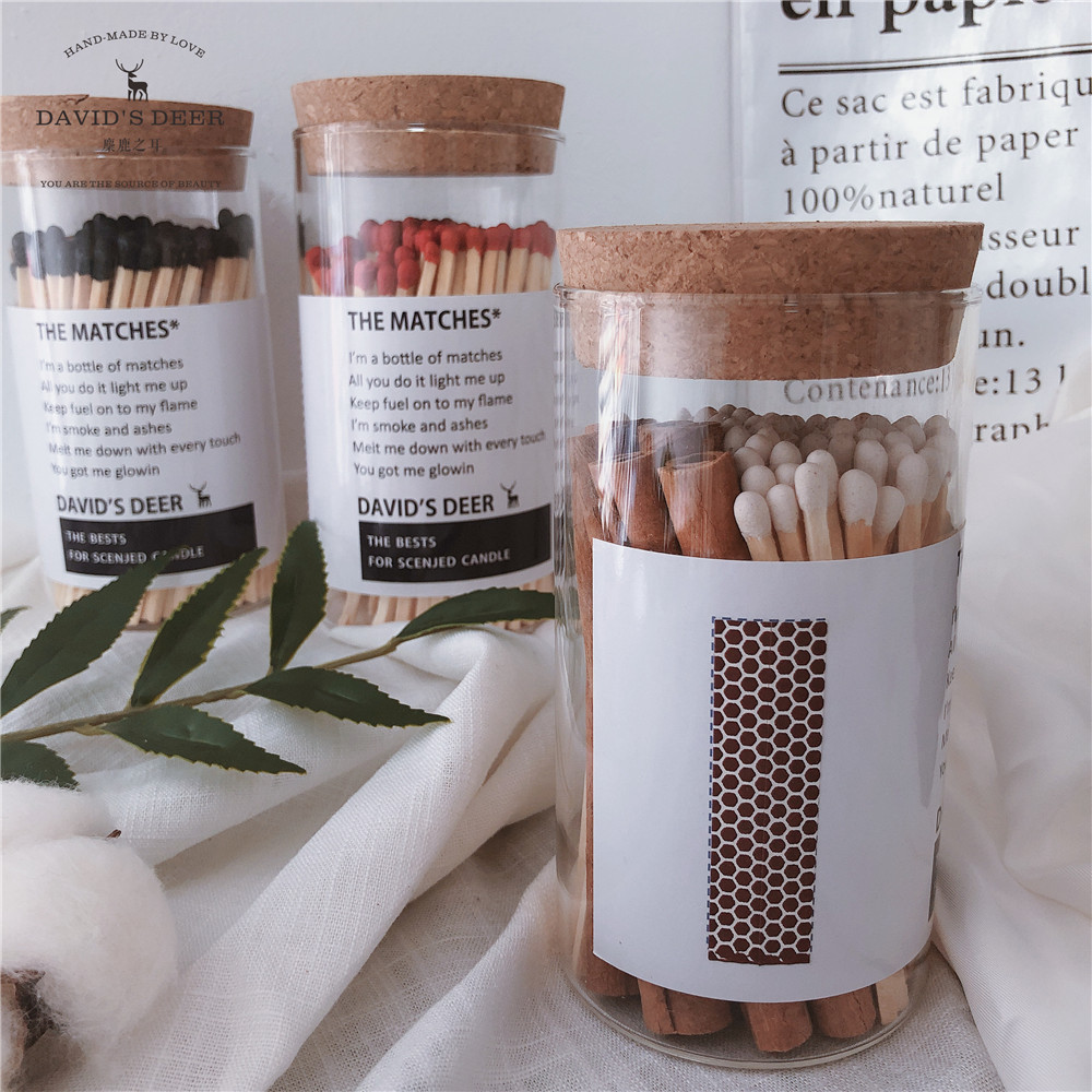Empty High Borosilicate Glass Jar of Matches Jar With Cork