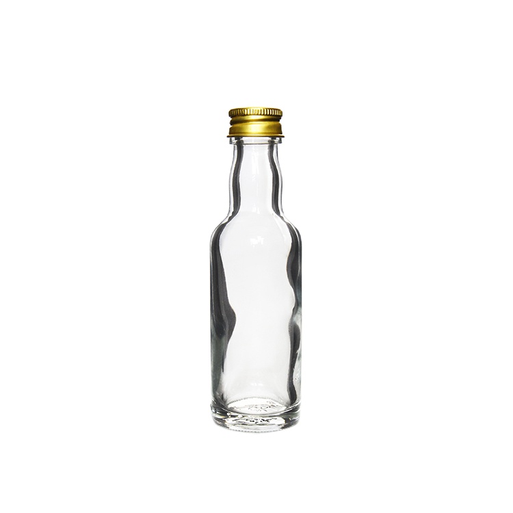 Empty High Flint Small Glass Bottle 50ml Liquor Mini Bottle With Aluminum Screw Lid Or ROPP Lid
