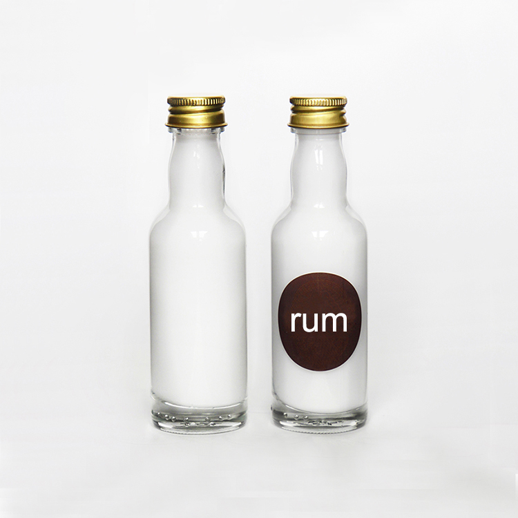 Empty High Flint Small Glass Bottle 50ml Liquor Mini Bottle With Aluminum Screw Lid Or ROPP Lid