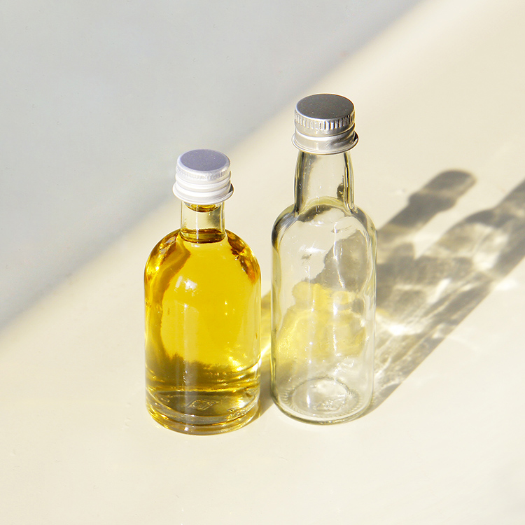 Empty High Flint Small Glass Bottle 50ml Liquor Mini Bottle With Aluminum Screw Lid Or ROPP Lid