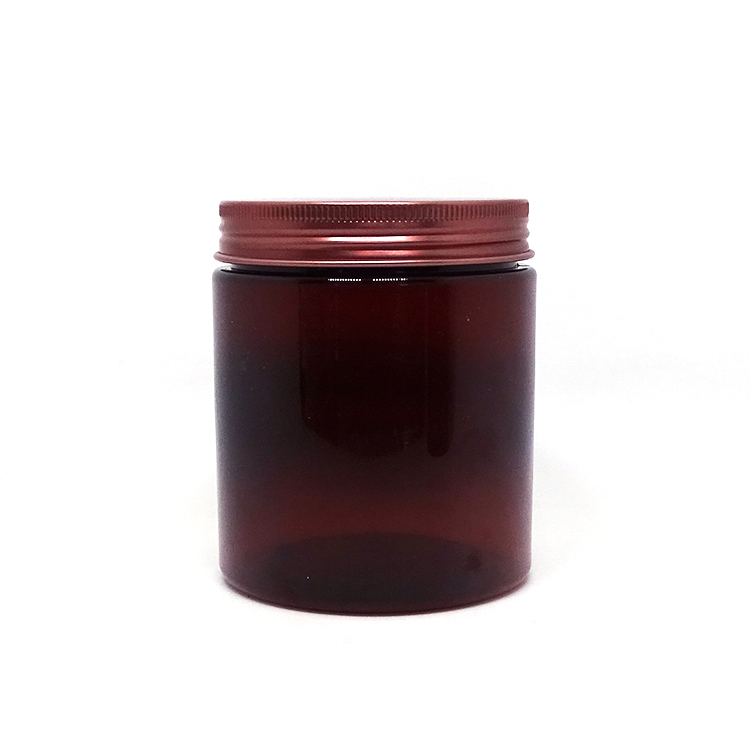 Empty Label Pet Jar Amber Printing Skin Care Cream Aluminum 250ml for Hair Pomade Packaging