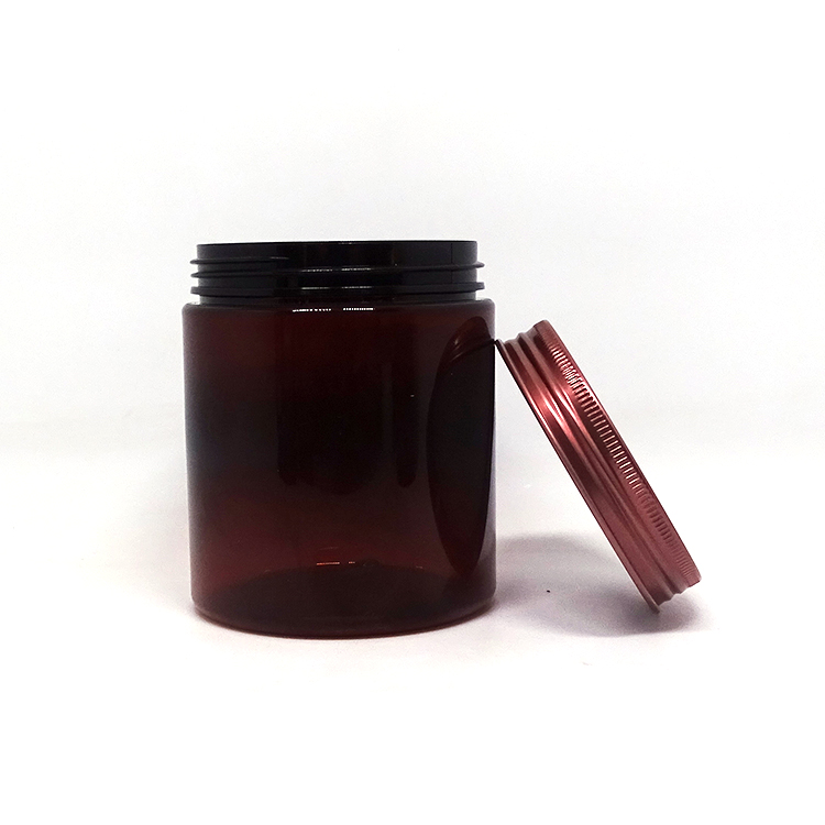 Empty Label Pet Jar Amber Printing Skin Care Cream Aluminum 250ml for Hair Pomade Packaging