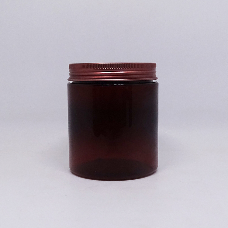 Empty Label Pet Jar Amber Printing Skin Care Cream Aluminum 250ml for Hair Pomade Packaging