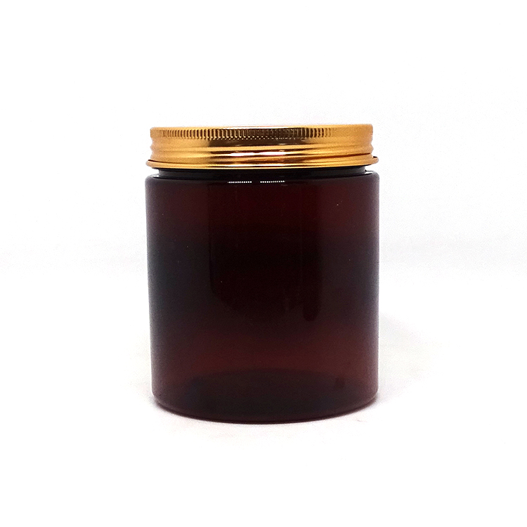 Empty Label Pet Jar Amber Printing Skin Care Cream Aluminum 250ml for Hair Pomade Packaging
