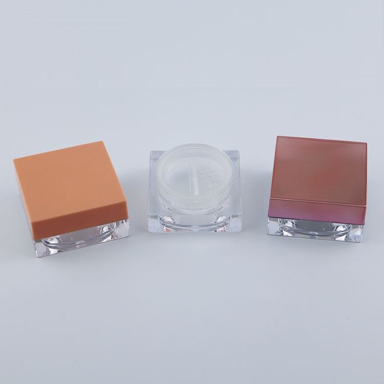 Empty Loose Powder Container Clear Plastic 15ml square sifter jar