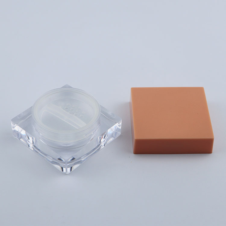 Empty Loose Powder Container Clear Plastic 15ml square sifter jar
