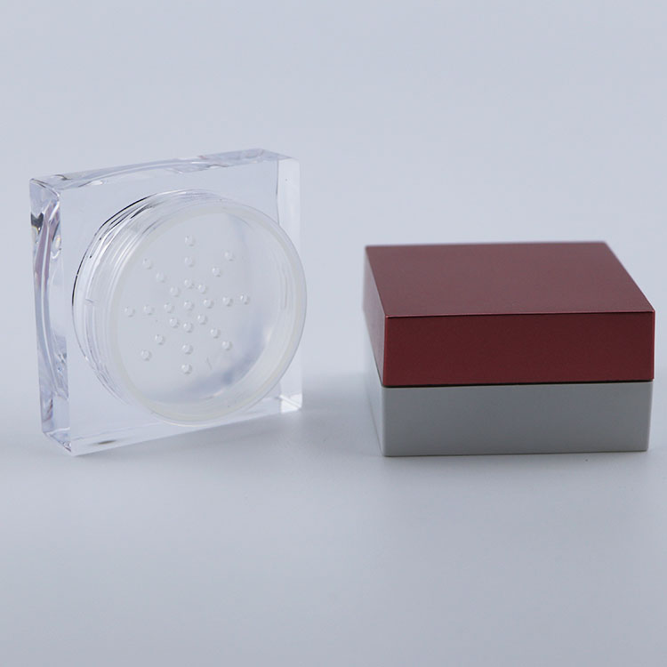 Empty Loose Powder Container Clear Plastic 15ml square sifter jar