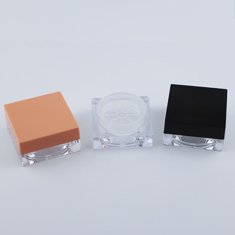 Empty Loose Powder Container Clear Plastic 15ml square sifter jar