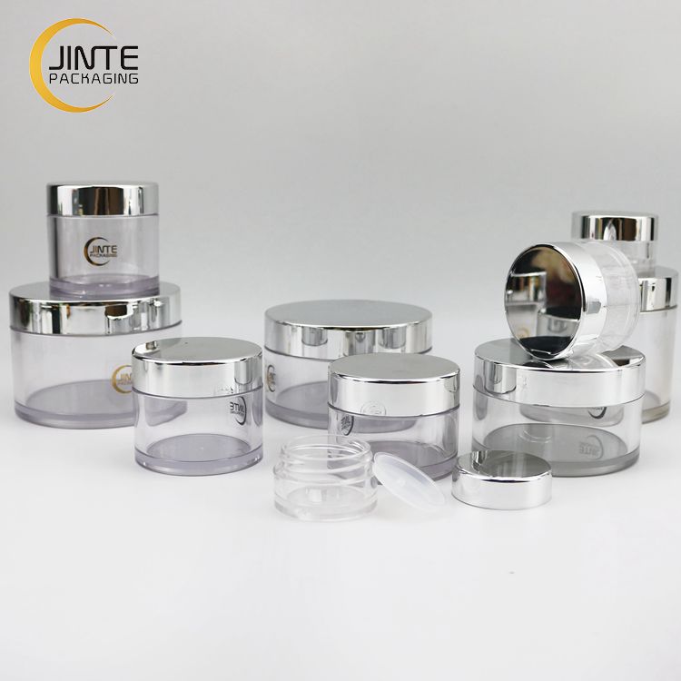 Empty Loose Powder Cream Container Plastic Transparent  PETG Jar With Silver lid 1oz 2oz 3oz 5oz 6oz 8oz