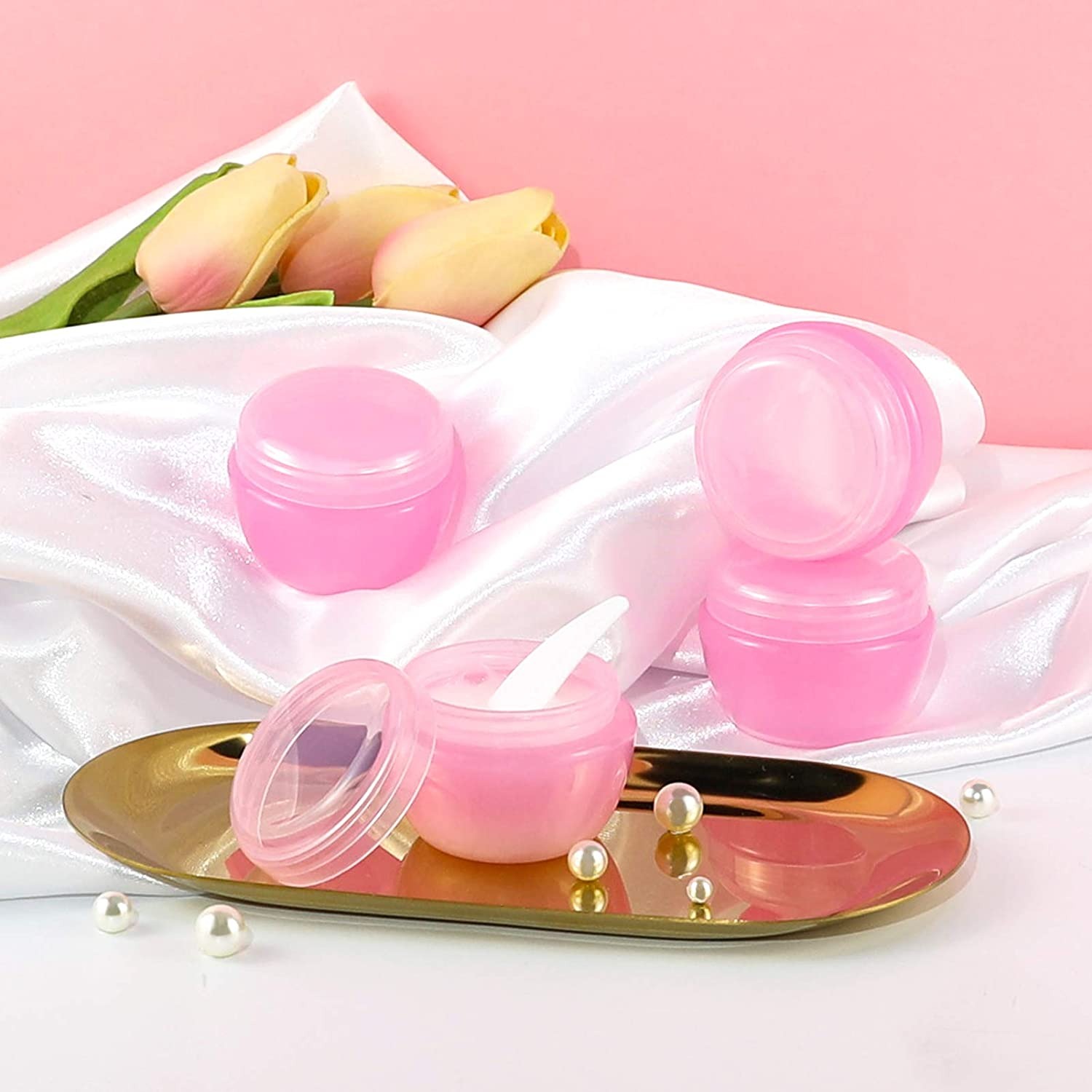 Empty Lotion Containers Mini Bottle Cosmetic Creams Packaging Pink Lid Cosmetic Jars