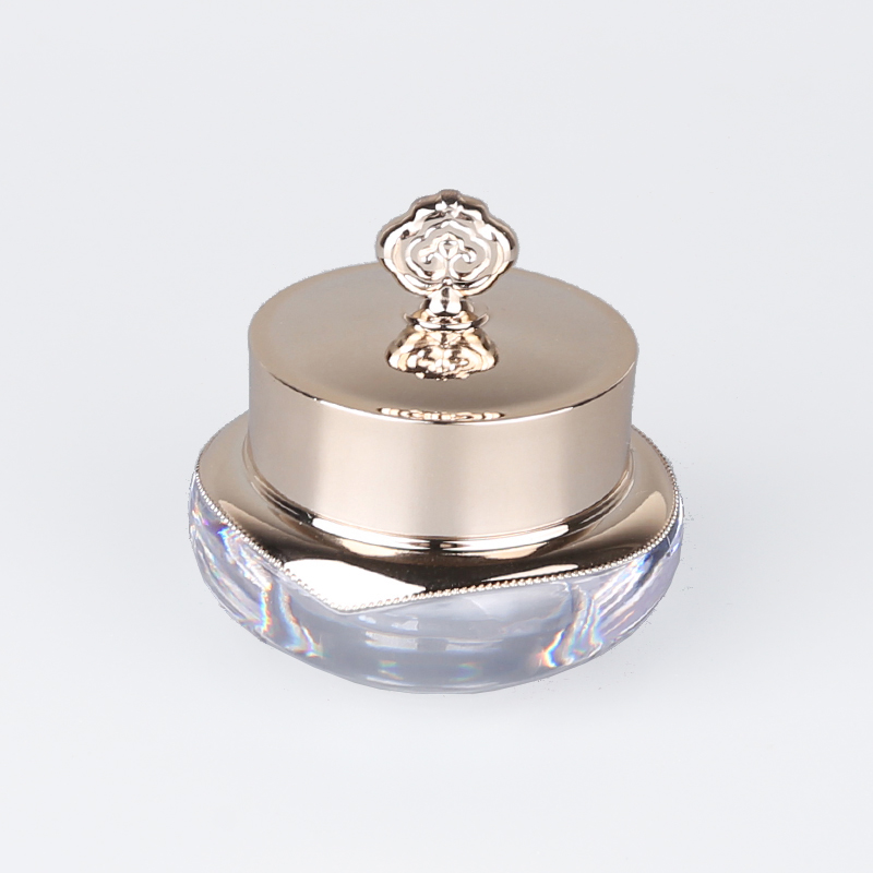 Empty Luxury 5g plastic crown shape acrylic cosmetic jars plastic empty golden beauty cream container for eye cream sample