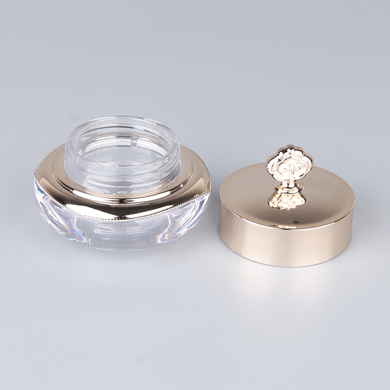 Empty Luxury 5g plastic crown shape acrylic cosmetic jars plastic empty golden beauty cream container for eye cream sample