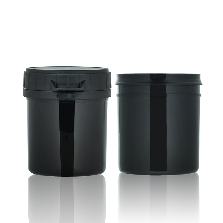 Empty Luxury Cosmetic Eye Paste Mask Plastic Packaging Jar Customized Size 100g 200g Bucket Cosmetic Packaging Black Pet