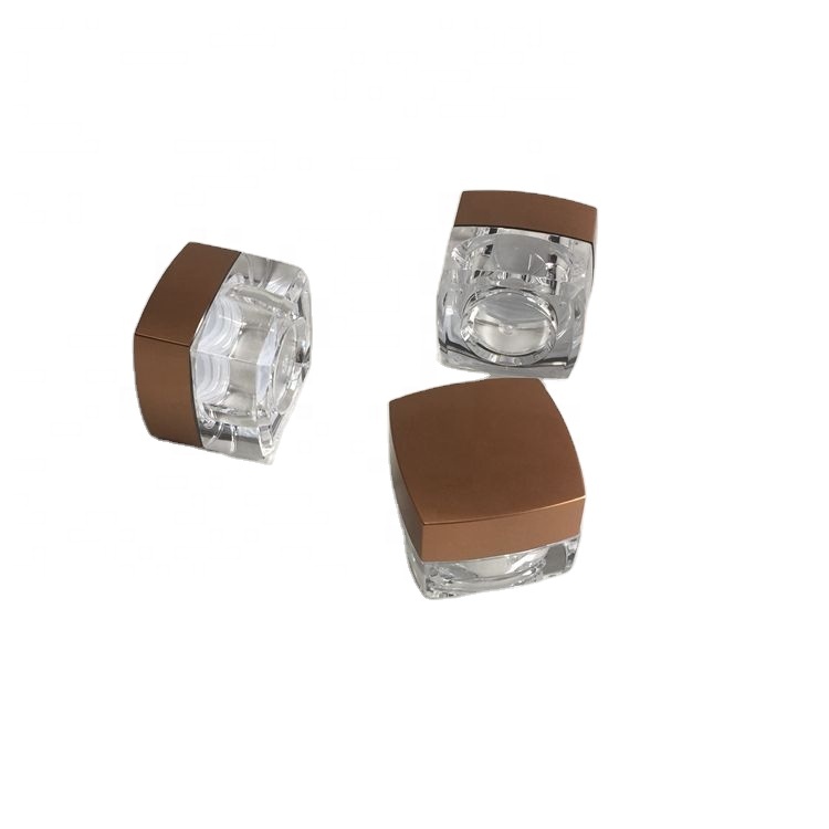 Empty Luxury Cosmetic Packaging Clear Brown Cap Hand Cream Jar Plastic