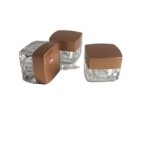 Empty Luxury Cosmetic Packaging Clear Brown Cap Hand Cream Jar Plastic